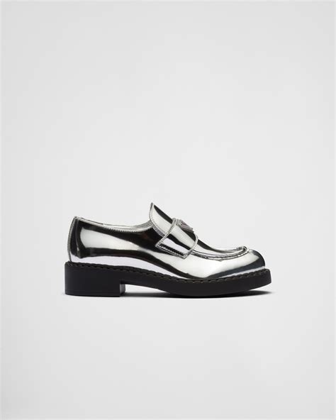 silver prada loafer|Prada loafers.